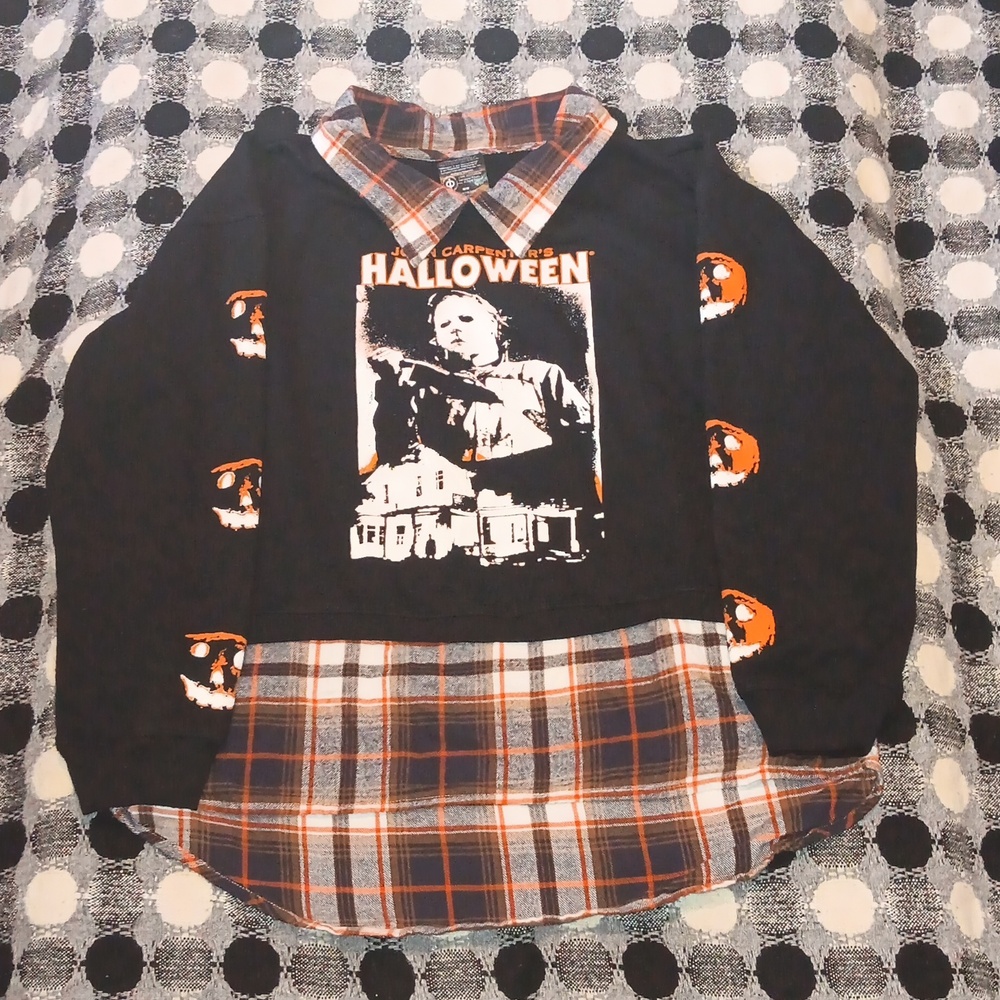 Halloween Graphic Plaid Shirt